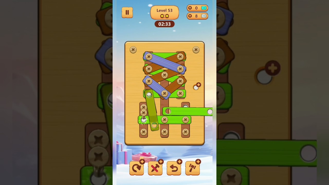 wood nuts and bolts puzzle level 53 difficulty spikes gameplay walkthrough solution