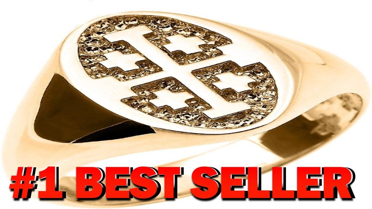 Religious Jewelry 10k Yellow Gold High Polish Band Jerusalem Cross Ring - B010TTEZ9I