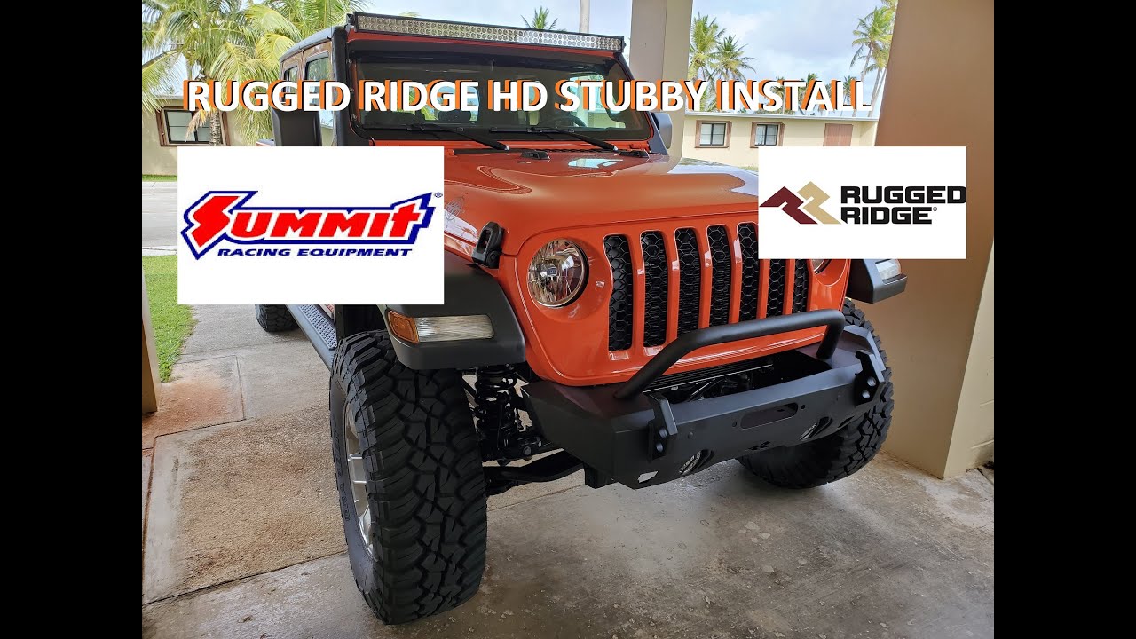 Jeep Gladiator JL & JK Wrangler Rugged Ridge HD Stubby Bumper ; they thought of everything!