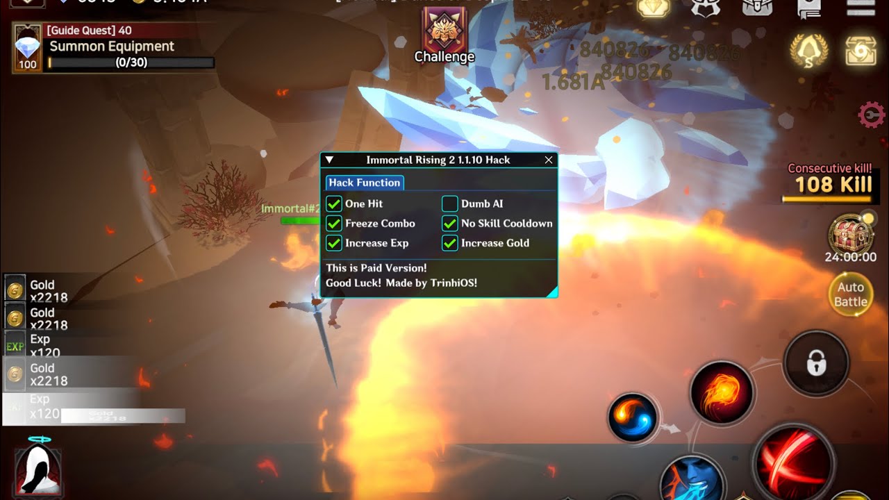Immortal Rising 2 Hack - Bypass LIAPP, 1 Hit, No CD, Increase Exp, Gold, Speed,…& AntiBan
