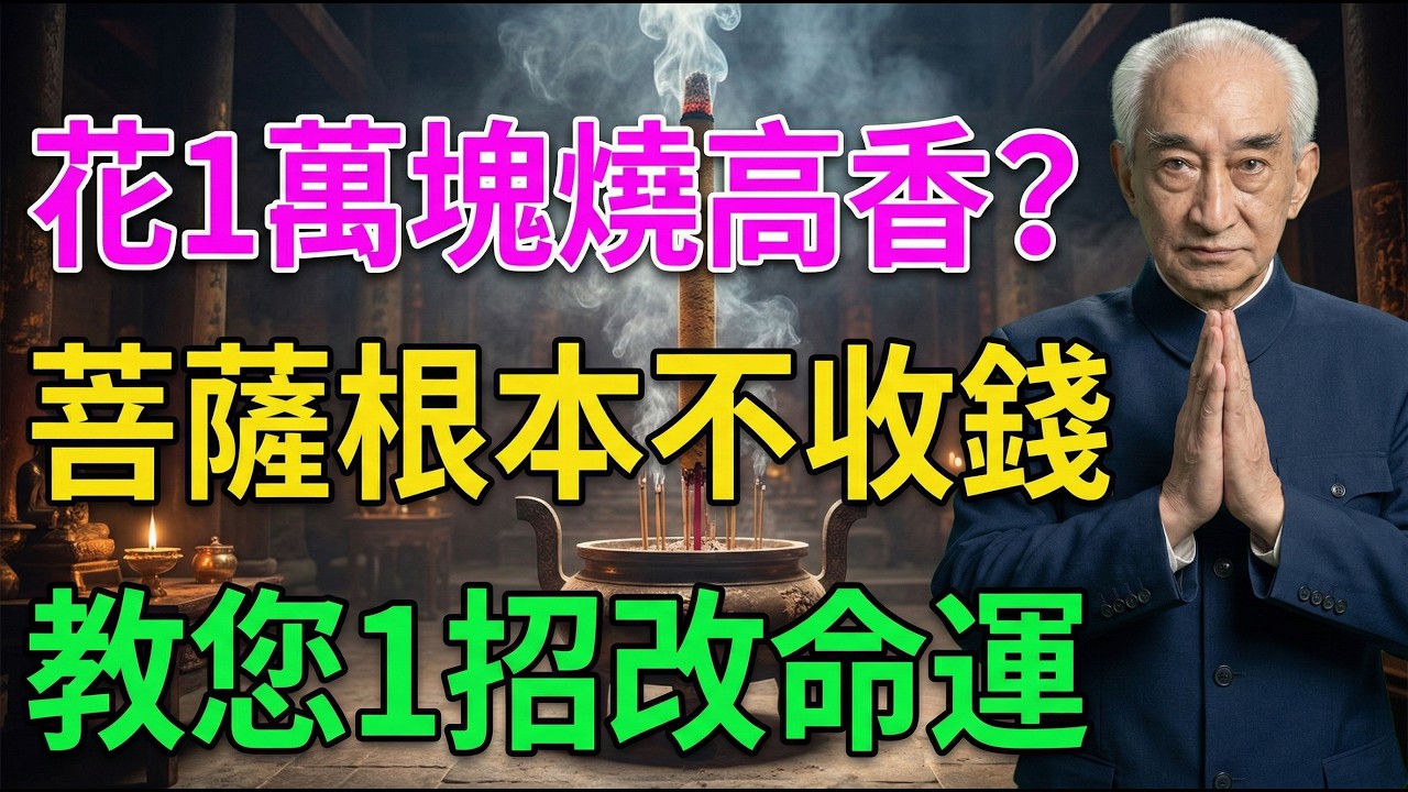 南懷瑾：花1萬塊燒高香求菩薩保佑？佛陀親口揭秘：99%的人連門檻都沒摸到！這才是積攢福報的真正秘訣 #南懷瑾 #佛學 #修行 #燒香拜佛 #福報 #因果 #金剛經 #心靈成長