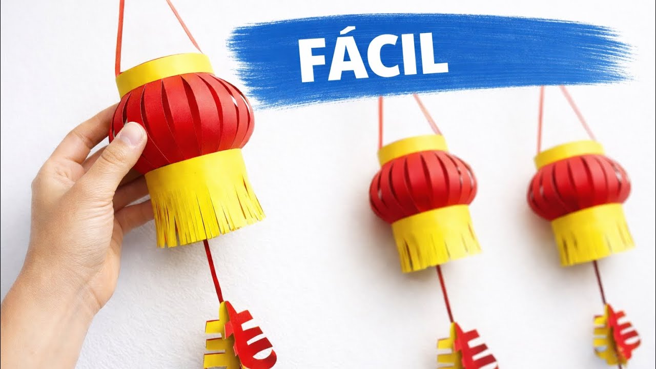 Lámpara china de la suerte de papel | manualidad decorativa fácil