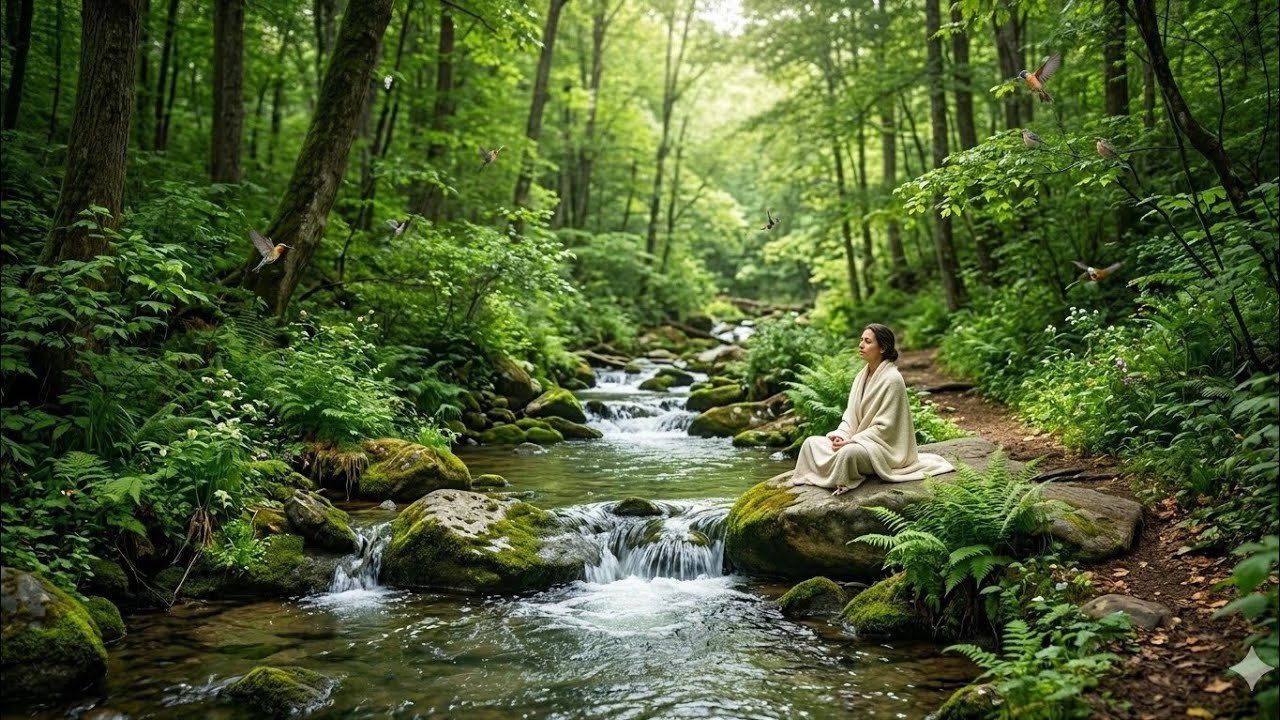 🌿 رحلة استرخاء عميق مع أصوات الطبيعة الساحرة | خرير الماء وتغريد الطيور لراحة العقل والنوم الهادئ 🍃