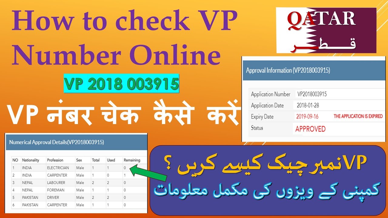 How to check VP Number of Qatar // Find visa details // VP No. kaise check karen |Hindi-Urdu|