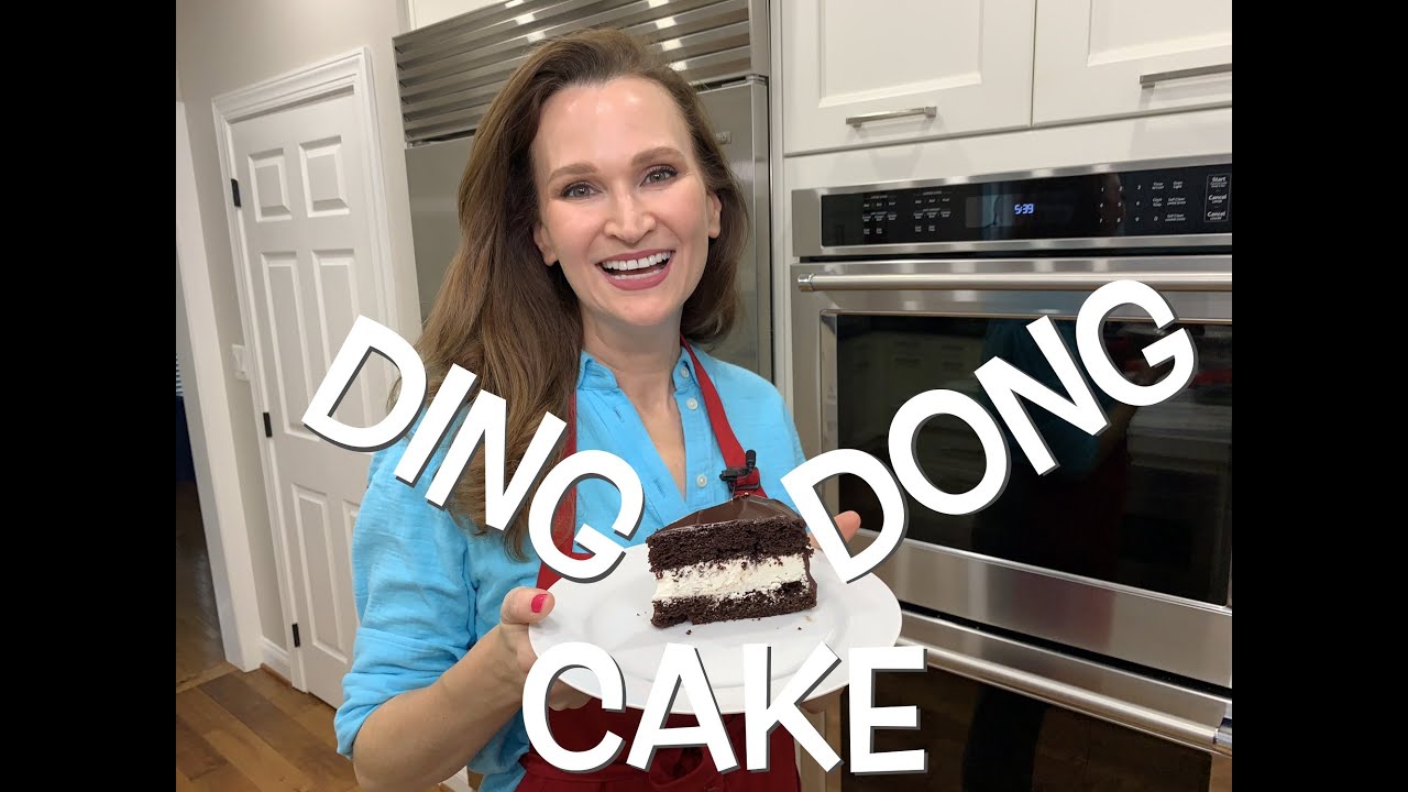 Ding Dong Cake! Chocolate Cake With Vanilla Filling Topped With Chocolate Ganache. Copycat Recipe.