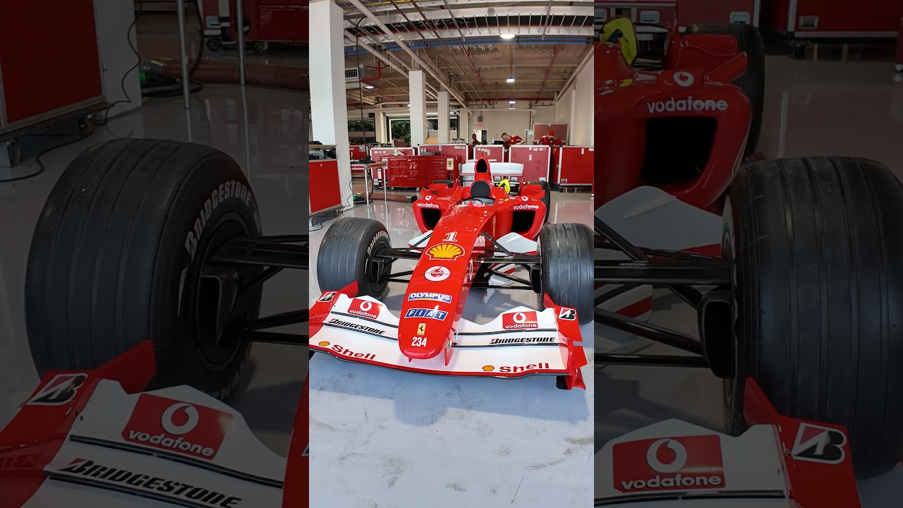 The legendary Ferrari F2004 and The Ferrari F138 once driven by Felipe Massa lined up side by side.