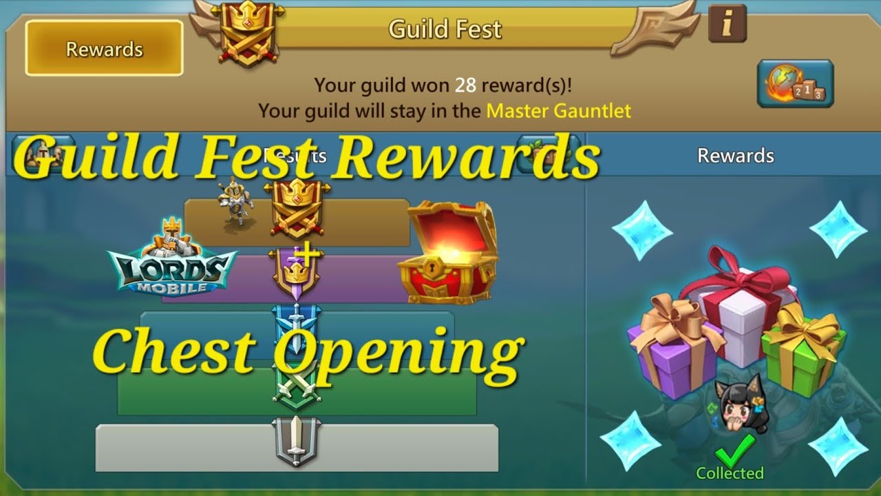 Guild Fest Rewards + Chest Opening + Tempering Gear/Lords Mobile