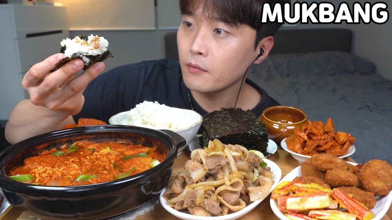[와차밥] 버들댁 백반🍚 (부대찌개,구운김,간장제육,미니돈까스,맛살전,어묵볶음) 먹방 MUKBANG ASMR REAL SOUND EATING SHOW COOKING RECIPE