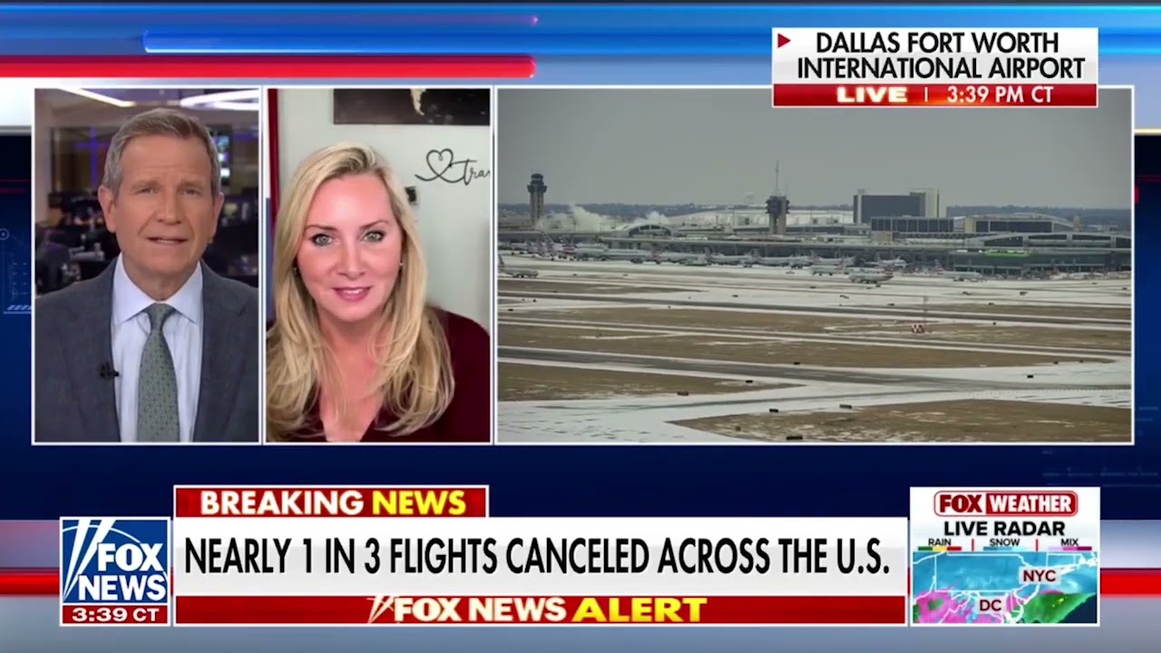 Коллин Келли в прямом эфире на FOX News: хаос из-за зимней погоды и возврат денег авиакомпаниям.
