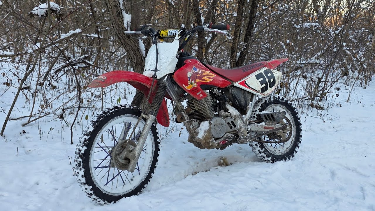 Snow ride on 2003 Honda XR80R ( GoPro Hero 13 Black Footage ) #trending ##gopro #bikelife #dirtbike 