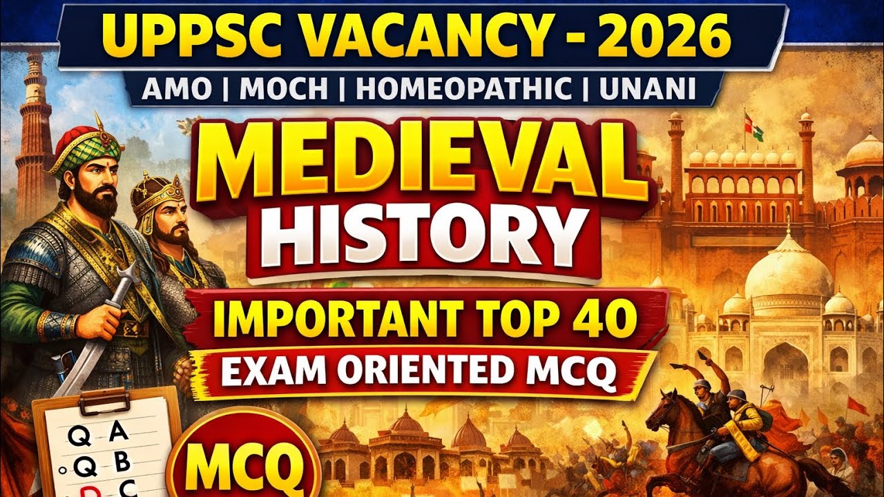 UPPSC VACCANY -2026 GK/GS- TOPIC (MEDIEVAL HISTORY) IMPORTANT TOP 40 EXAM ORIENTED MCQ || 