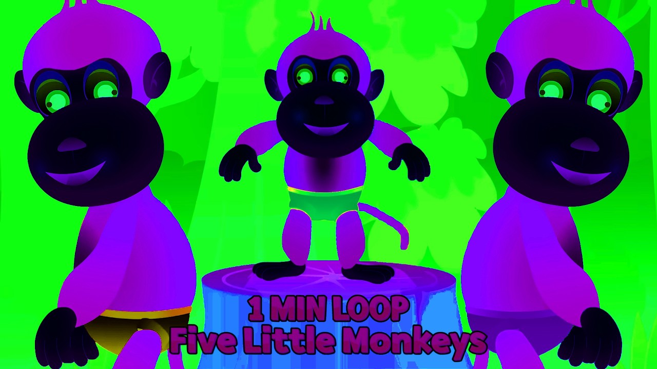 🐒 Five Little Monkeys Jumping [2 Min Loop] Remix 🎶 Fun Sound Variations Nursery Rhyme for Kids
