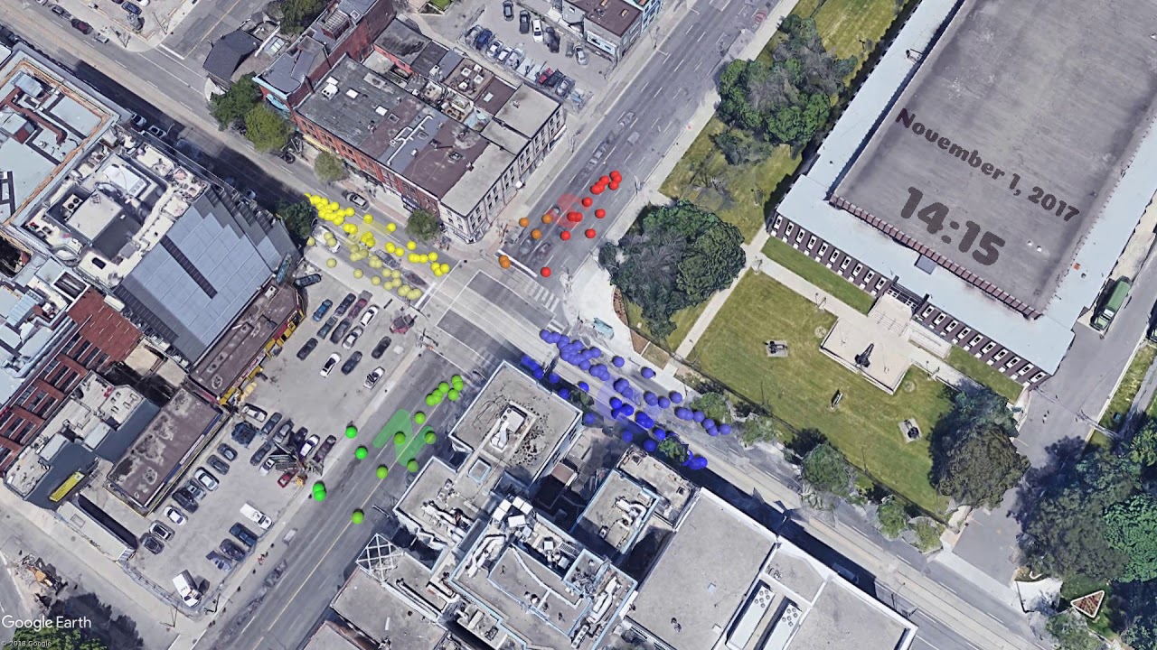 Bicycle traffic in the Queen St. and Jarvis St. intersection