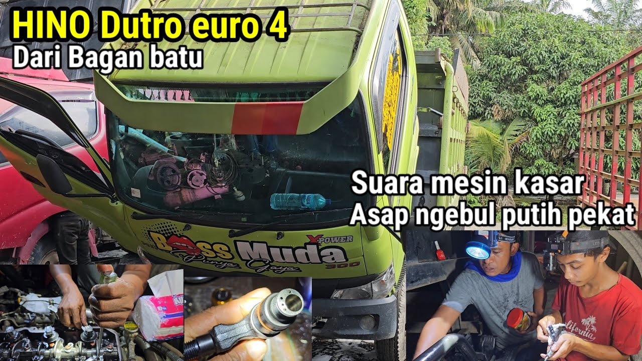 Suara mesin kasar asap ngebul putih pekat | Hino Dutro euro4
