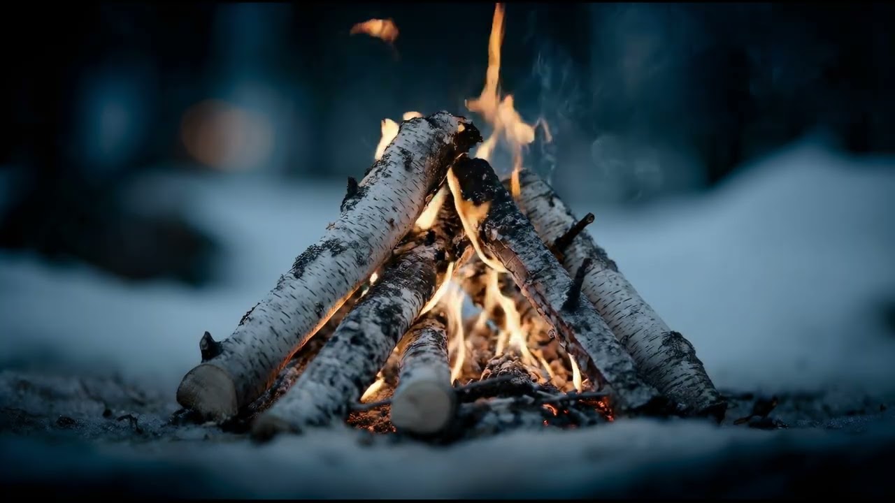 Cozy Winter Campfire at Night – 10 Hours Fire Sounds for Sleep & Relaxation