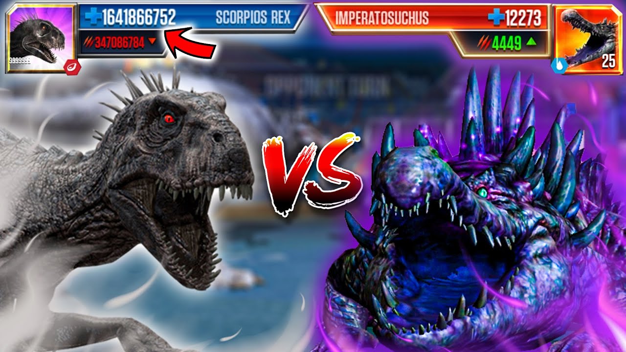 SCORPIOS REX, INDORAPTOR LEVEL 999 vs IMPERATOSUCHUS | Jurassic World: The Game