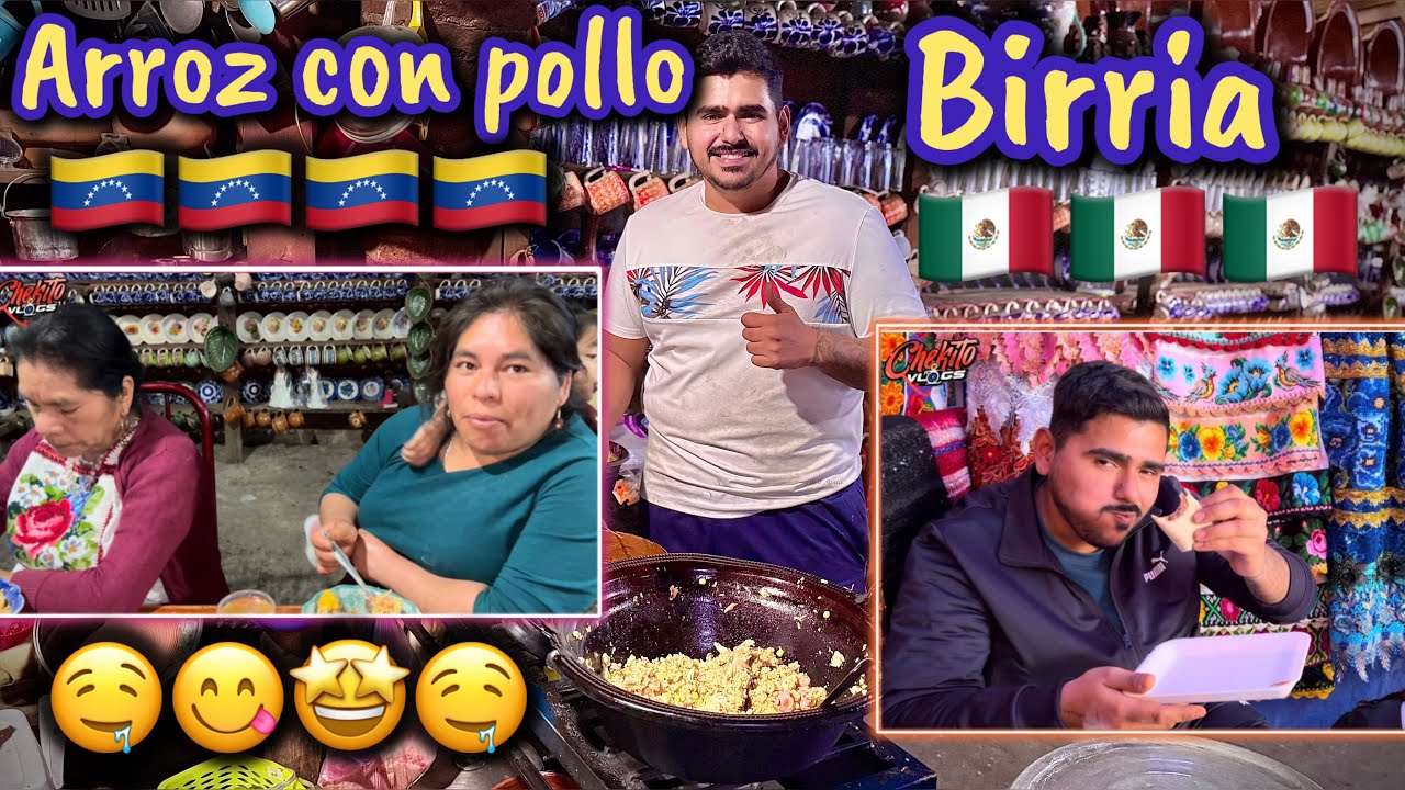 VENEZOLANO PROBÓ BIRRIA DE BORREGO 🇲🇽POR PRIMERA VEZ Y EL PREPARA UN ARROZ CON POLLO 🇻🇪A LA FAMILIA😋