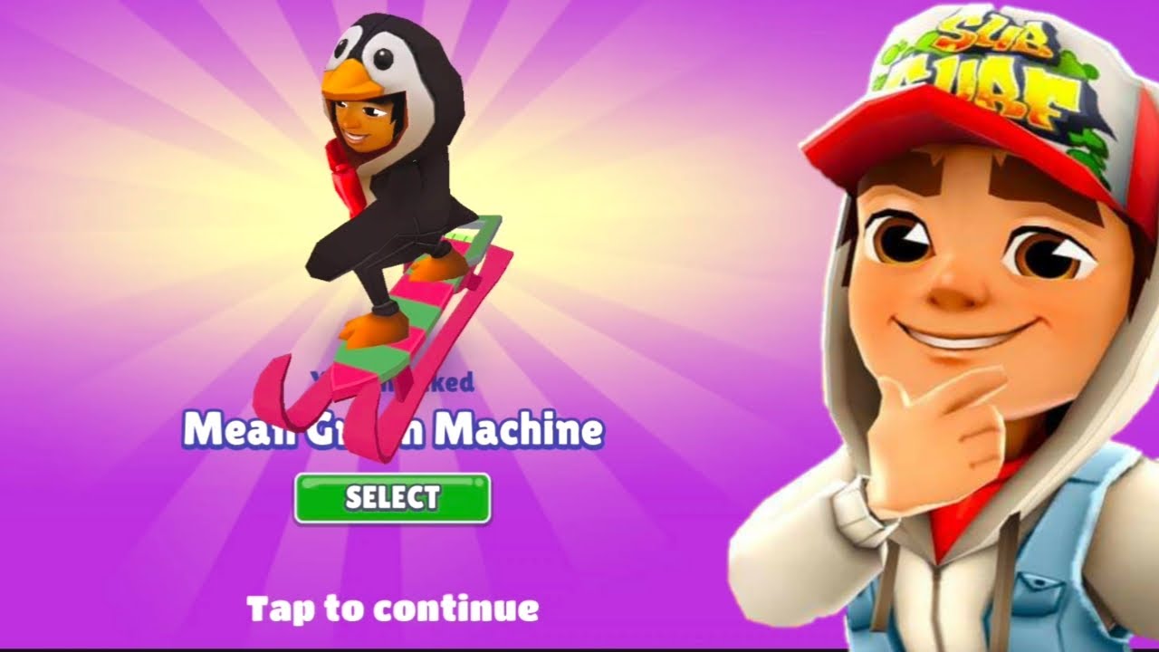 Разблокировка экрана Mean Green Machine Board на карте Subway Surfers North Pole 2025