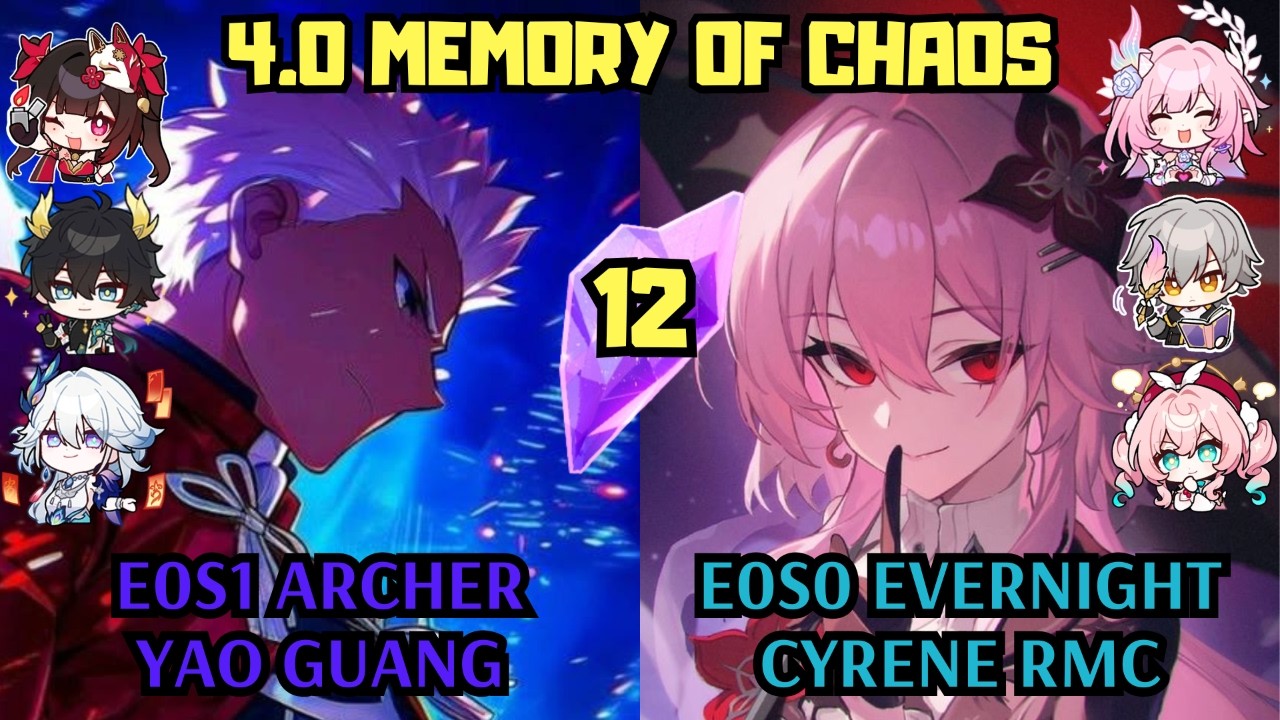 E0 Archer Yao Guang & E0 Evernight Cyrene RMC | 3.6 Memory of Chaos 12 | Honkai Star Rail