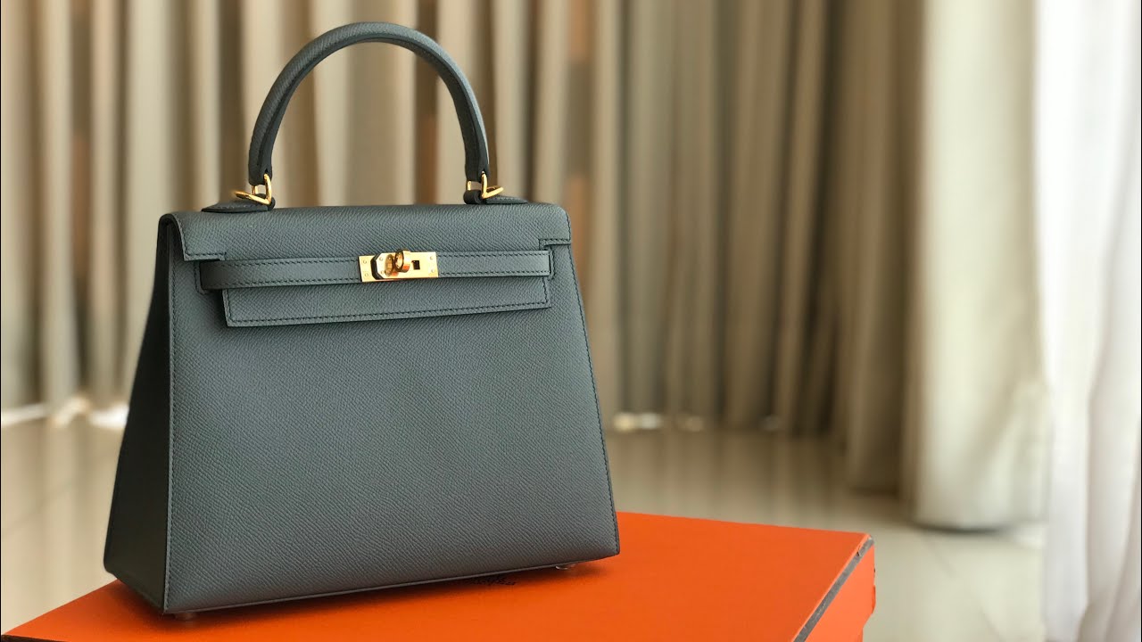 KELLY 25 EPSOM VERT AMANDE GHW - MW FASHION TALKY