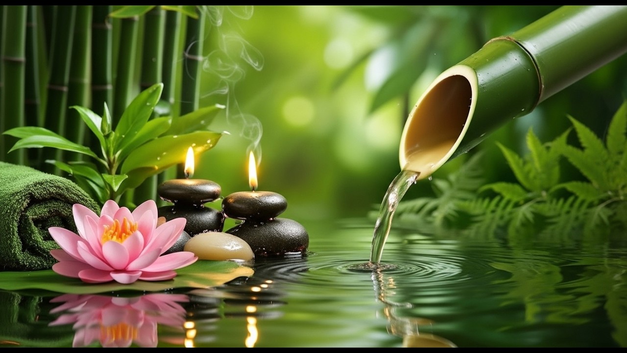 Relaxing Sleep Music with Bamboo Water Sound🌿Deep Sleep Music, Meditation, Calm Anxiety, Spa BGM