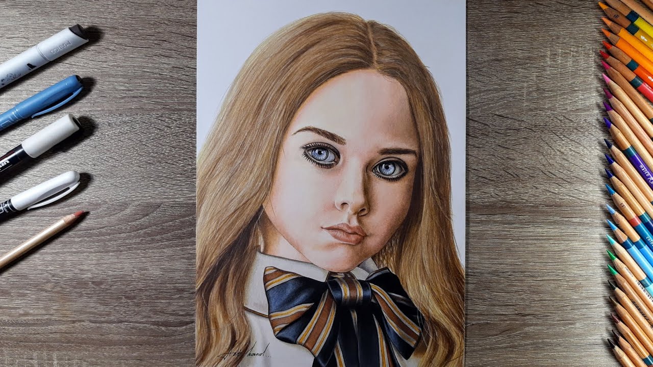 Drawing MEGAN the doll. Speed video drawn with pencils. Рисунок МЕГАН кукла. Нарисовано карандашами.