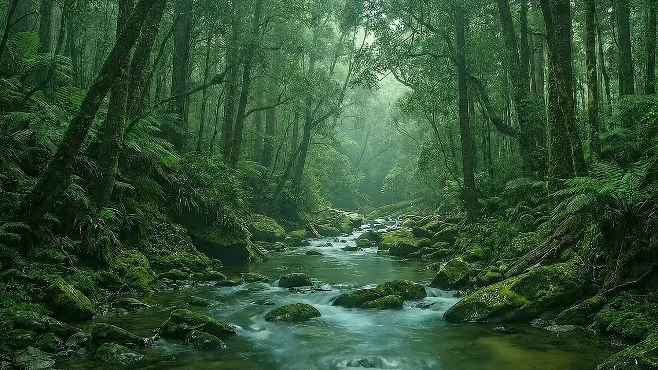 Calming Forest 🌲 Gentle River Stream in Deep Green Woods | Relaxing Nature Sounds for Release Stress