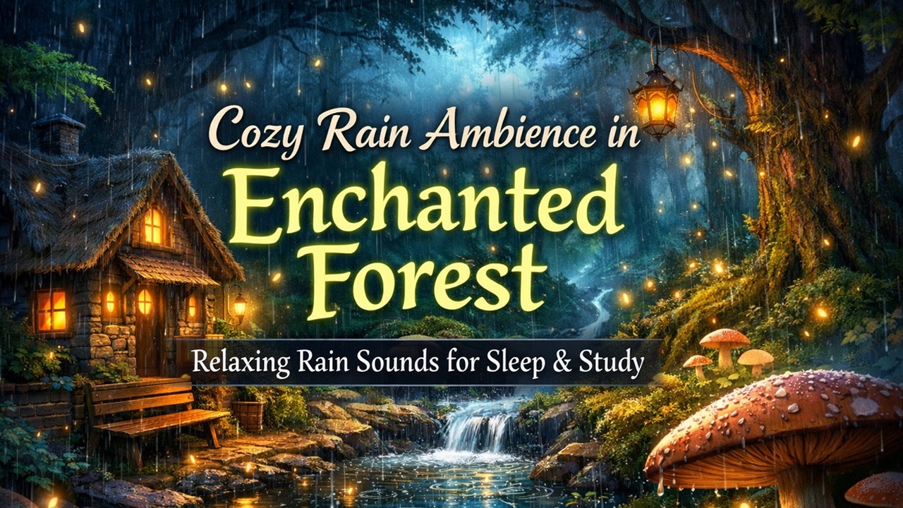 Cozy Rain Ambience in Enchanted Forest | Relaxing Rain Sounds for Sleep & Study