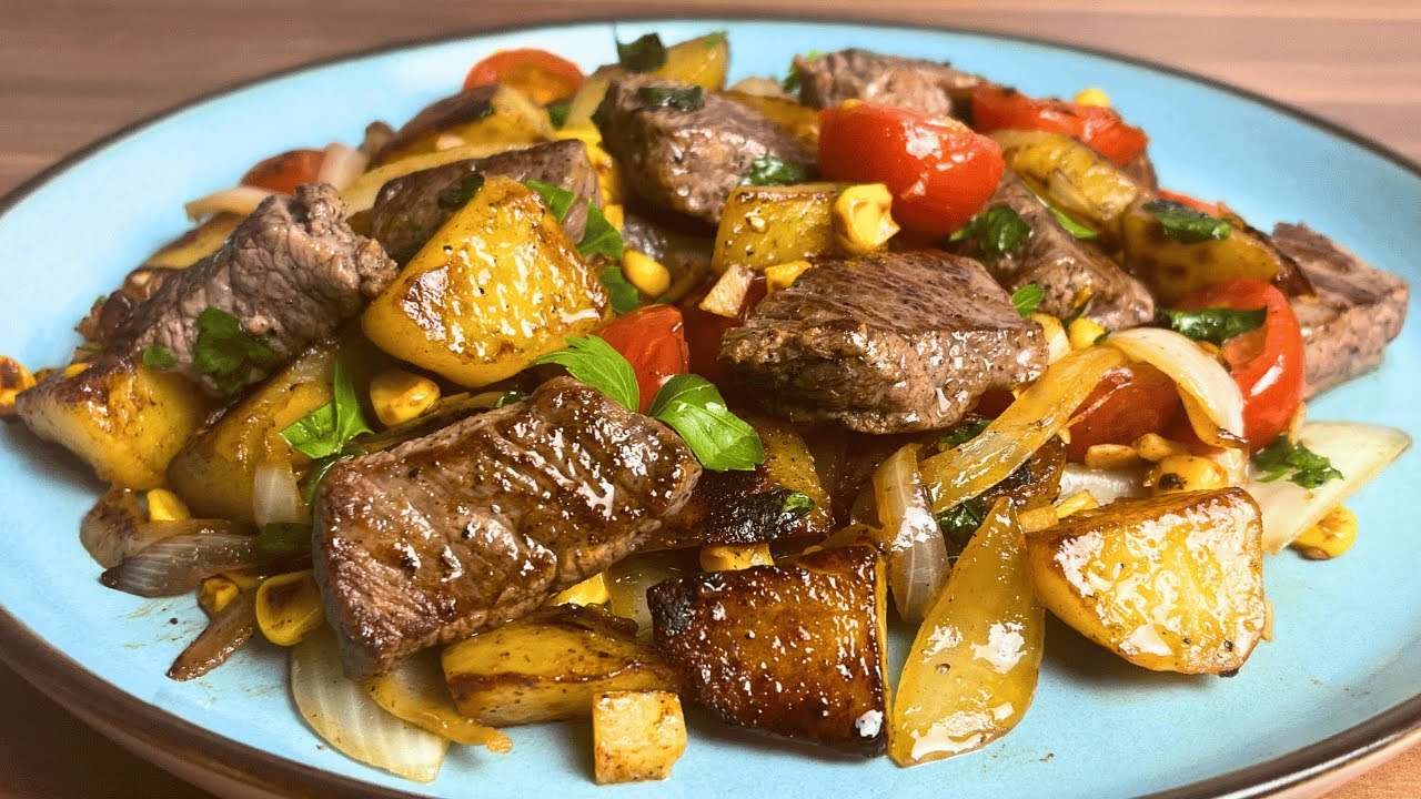 Perfect Beef, Potatoes and Onions | Easy and Healthy Beef Steak Recipe 