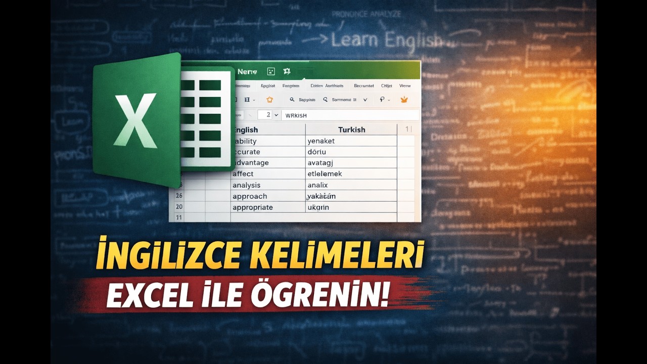 Excel'de İngilizce Kelime Çalışma Tablosu (Vocabulary)