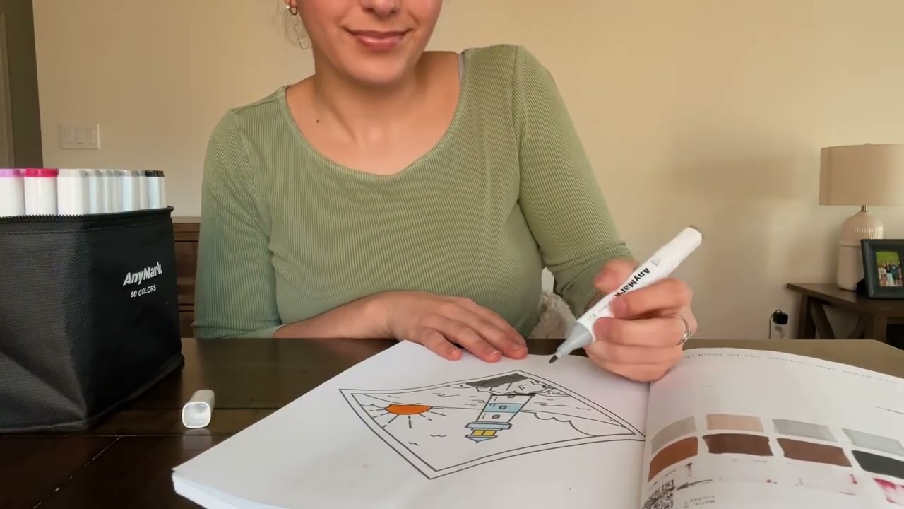 coloring with markers & chewing gum (no talking)