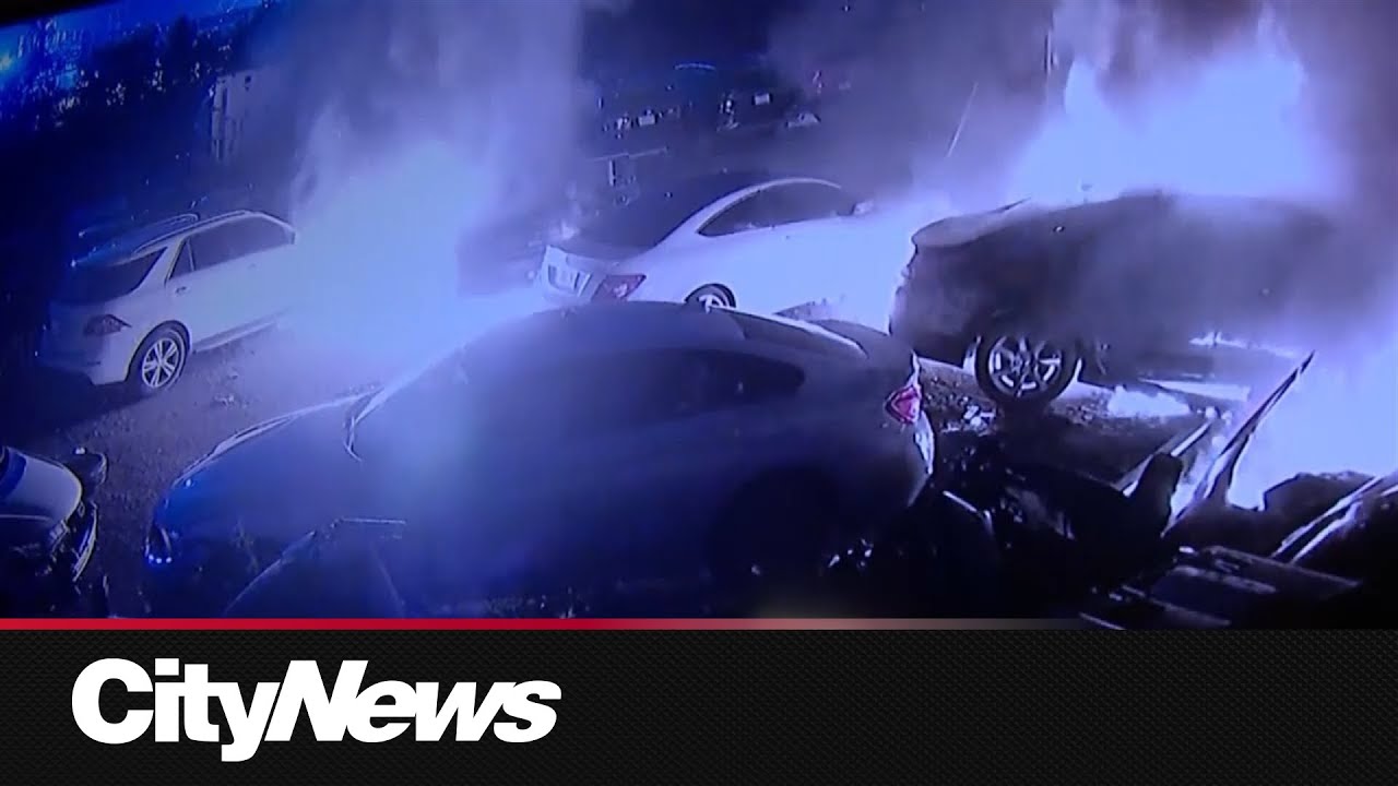 Video captures arsonists setting vehicles on fire at Scarborough Auto Body shop