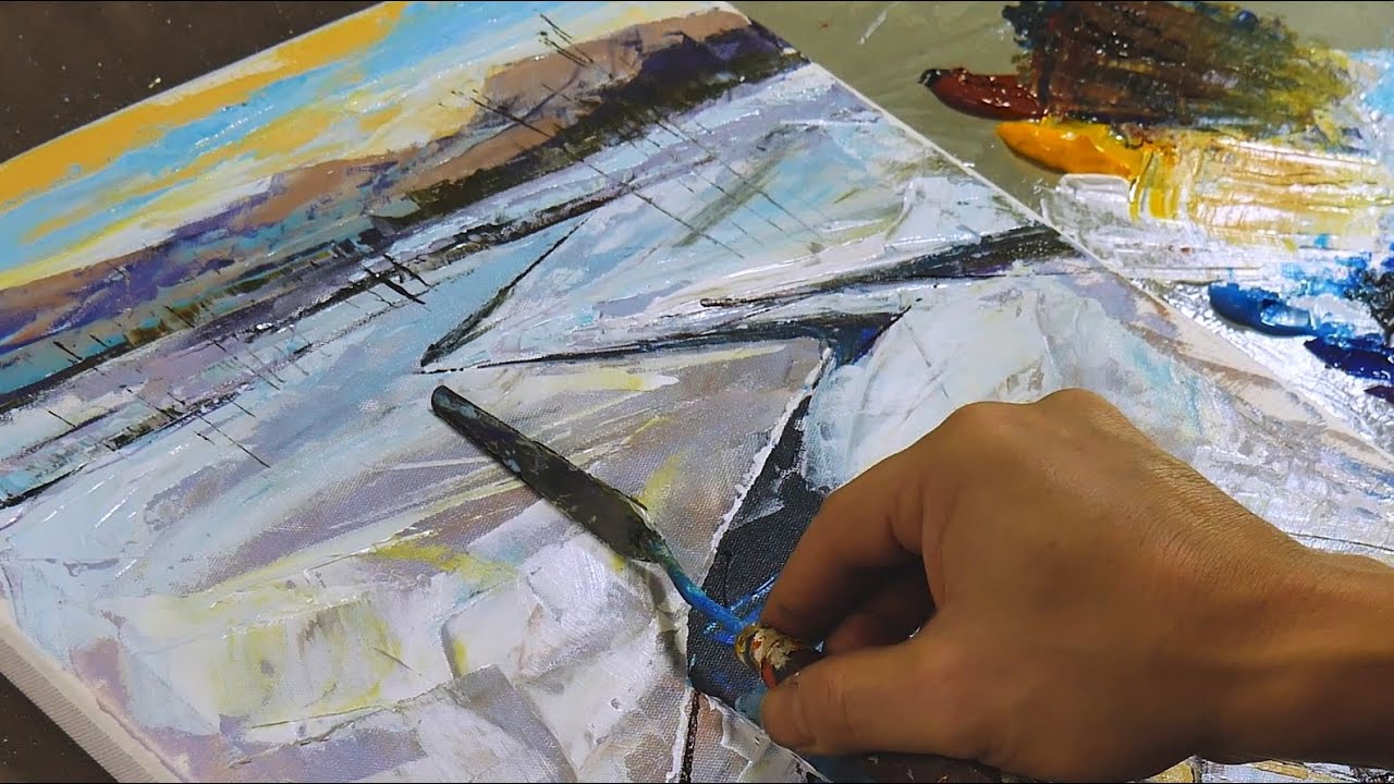 Fragments Of Nature / TUTORIAL Painting With A Trowel / Acrylic Painting  For Beginners