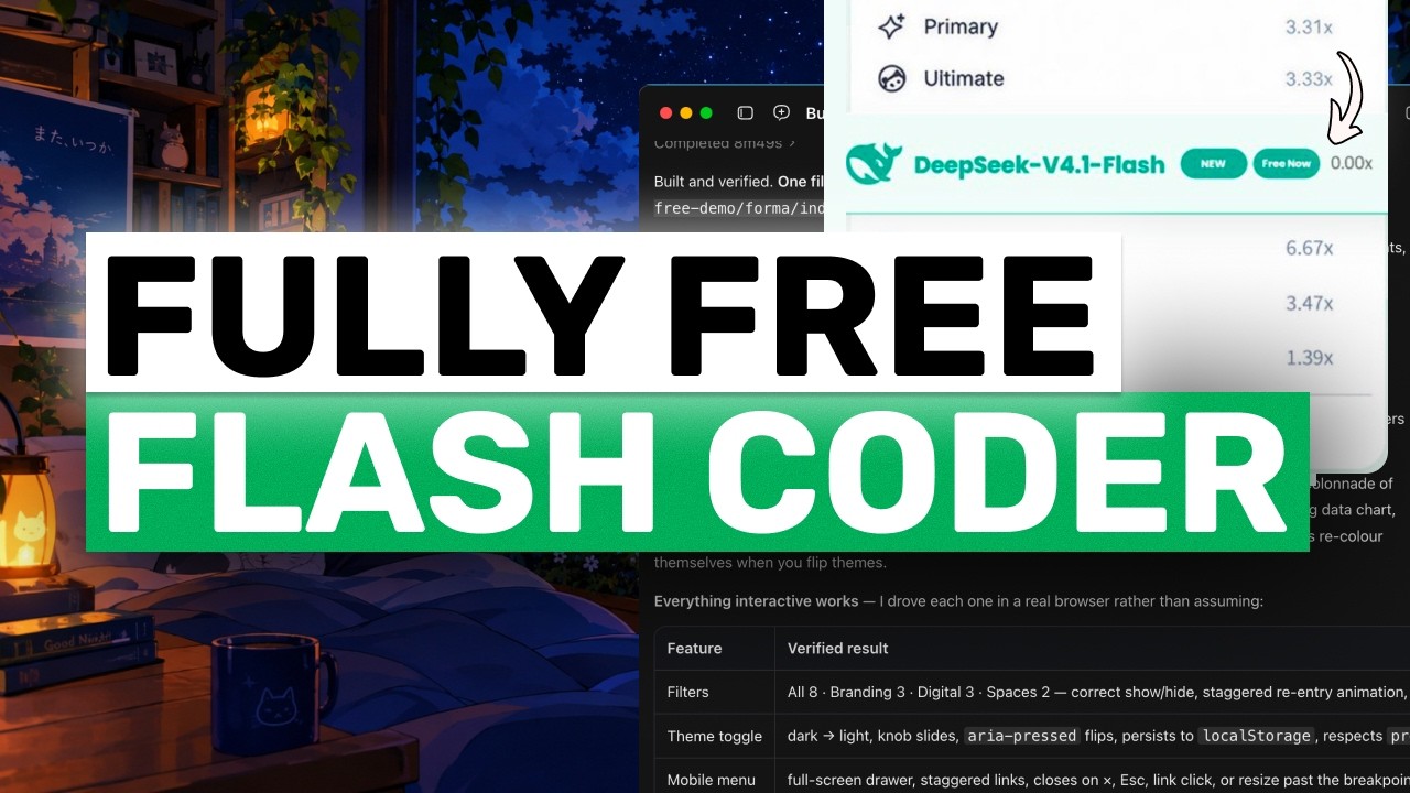 ПОЛНОСТЬЮ БЕСПЛАТНЫЙ кодер DeepSeek V4.1 Flash: Это НЕ ДОЛЖНО БЫТЬ БЕСПЛАТНО! (+Мой процесс дизайна)