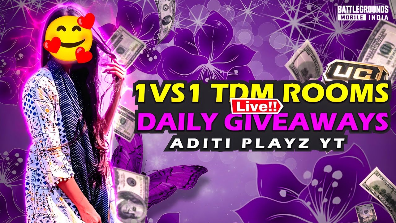 BGMI 1v1 TDM LIVE || BGMI LIVE CUSTOM ROOMS || GIRL GAMER || Aditi PlaYz Yt