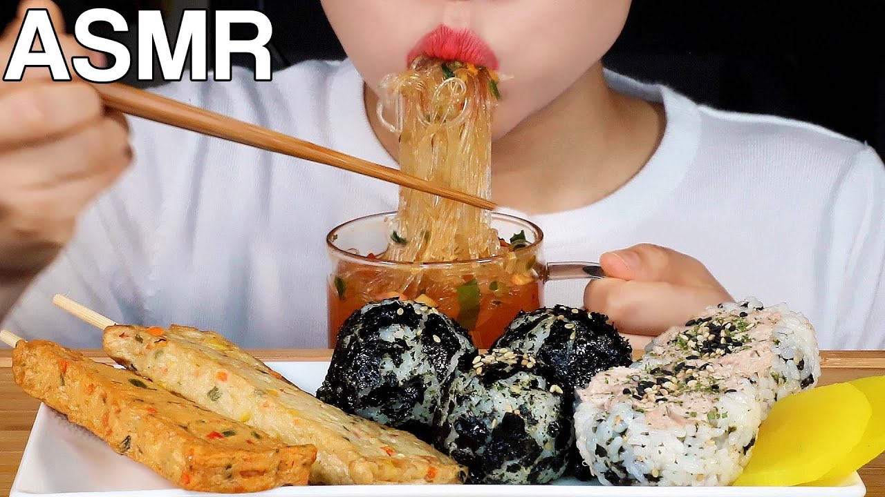 ASMR Cup Noodles, Rice Balls, Fish Cake 컵누들, 주먹밥, 어묵바 먹방 Eating Sounds Mukbang