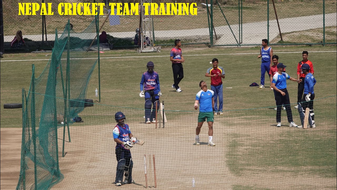 Nepal Cricket Team Training for T20 World Cup | Sompal Kami bowling to Bhim Sarki and Anil Kumar Sah