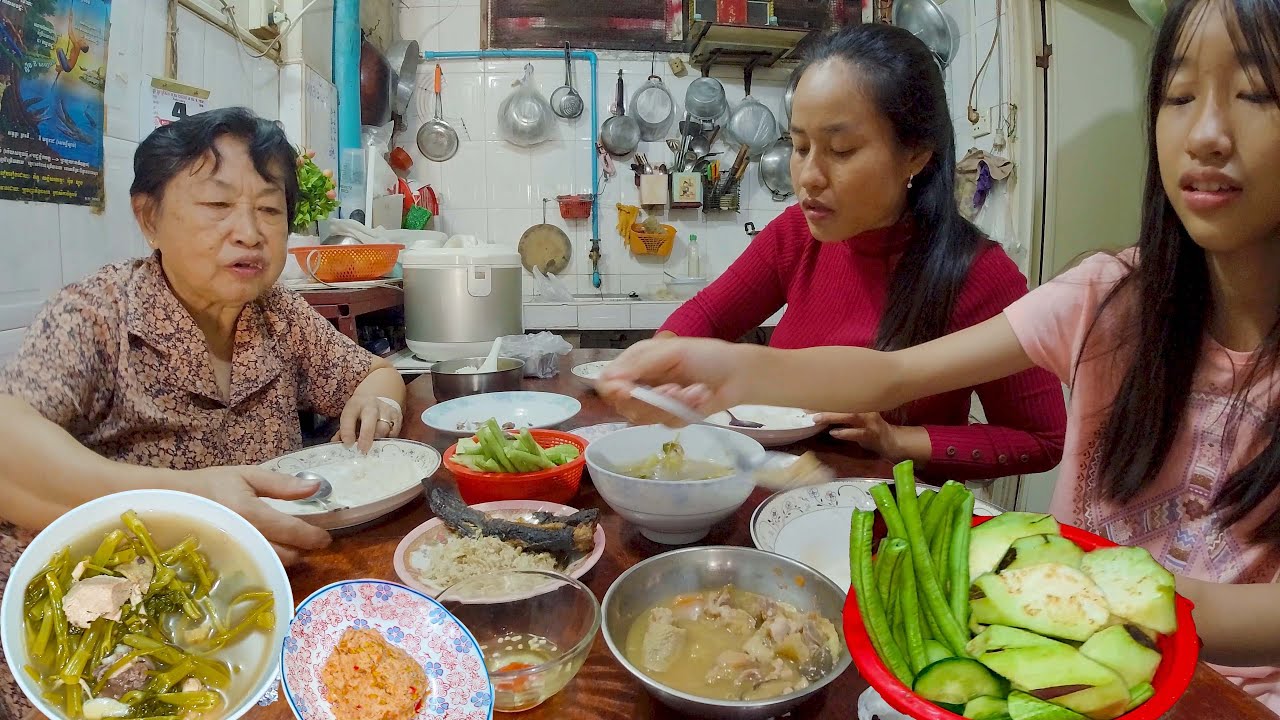Mchou Prey And Bok Krosang - Eating Delicious Foods @ Home - Jenny Family Lifestyle