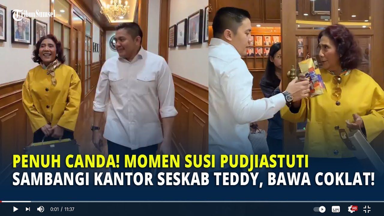 Penuh Canda! Momen Susi Pudjiastuti Sambangi Kantor Seskab Teddy, Bawa Oleh-oleh Cokelat!