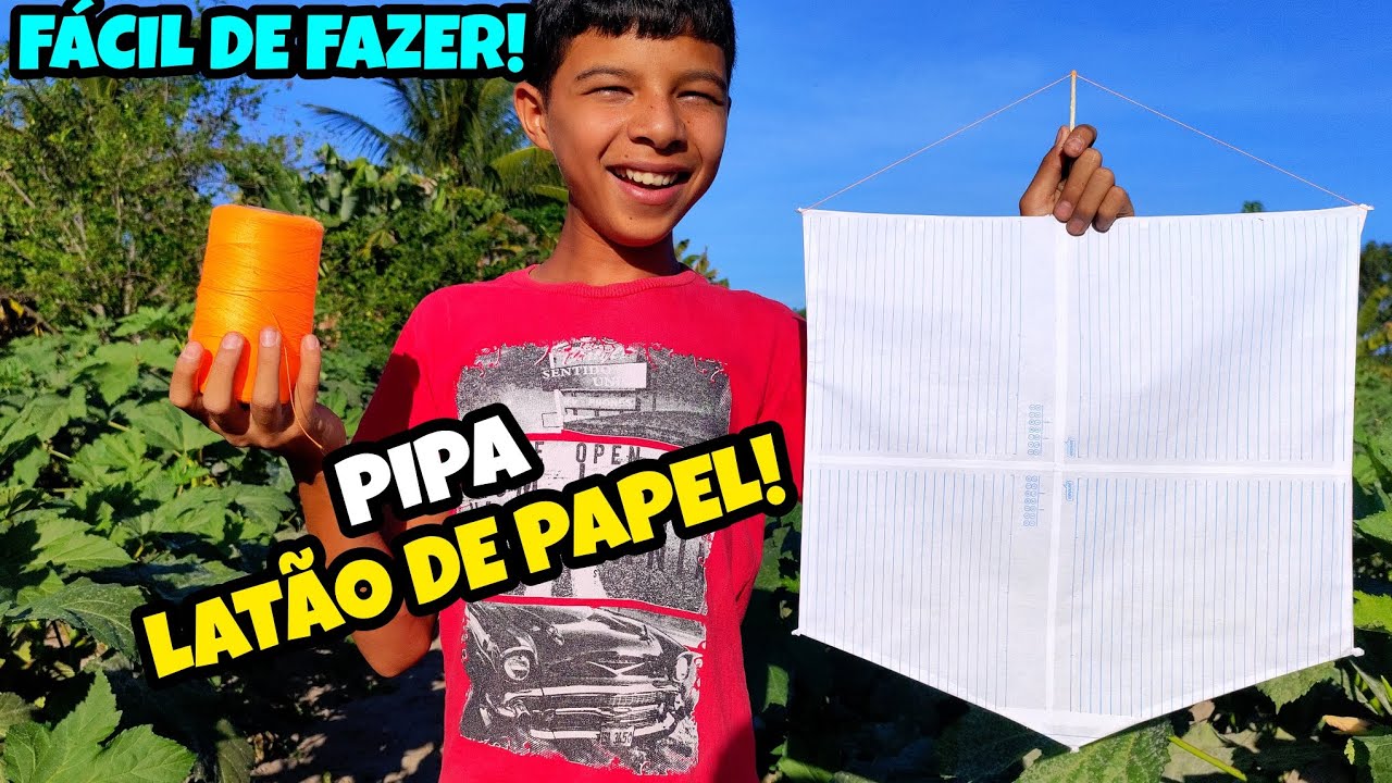 COMO FAZER UMA PIPA LATÃO COM FOLHA DE CADERNO QUE VOA MUITO
