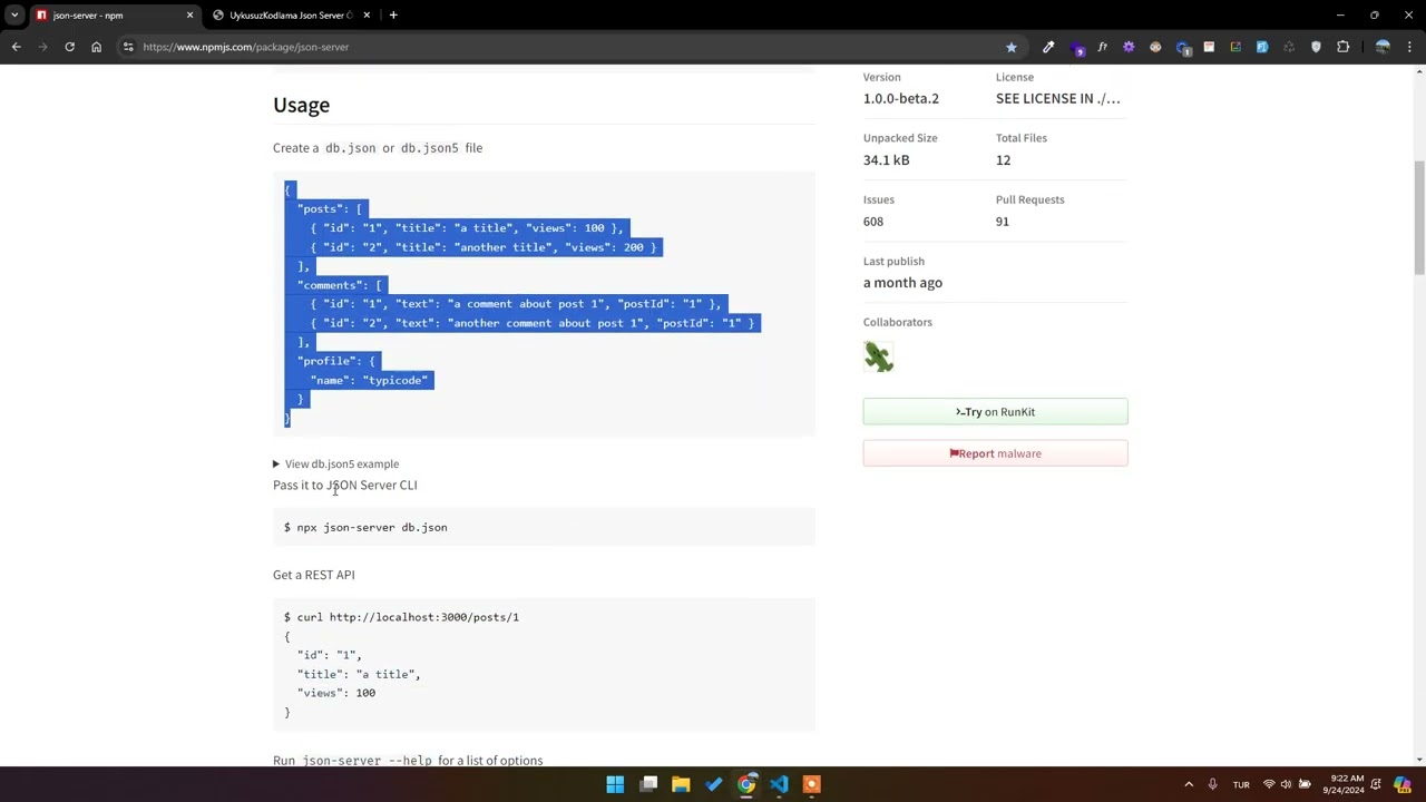 En Kolay Backend Oluşturma Yöntemi json-server