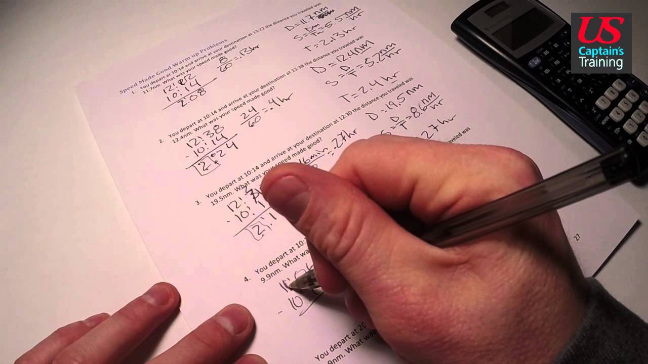 Captain License Chart Navigation – Speed Made Good Warm up Problems