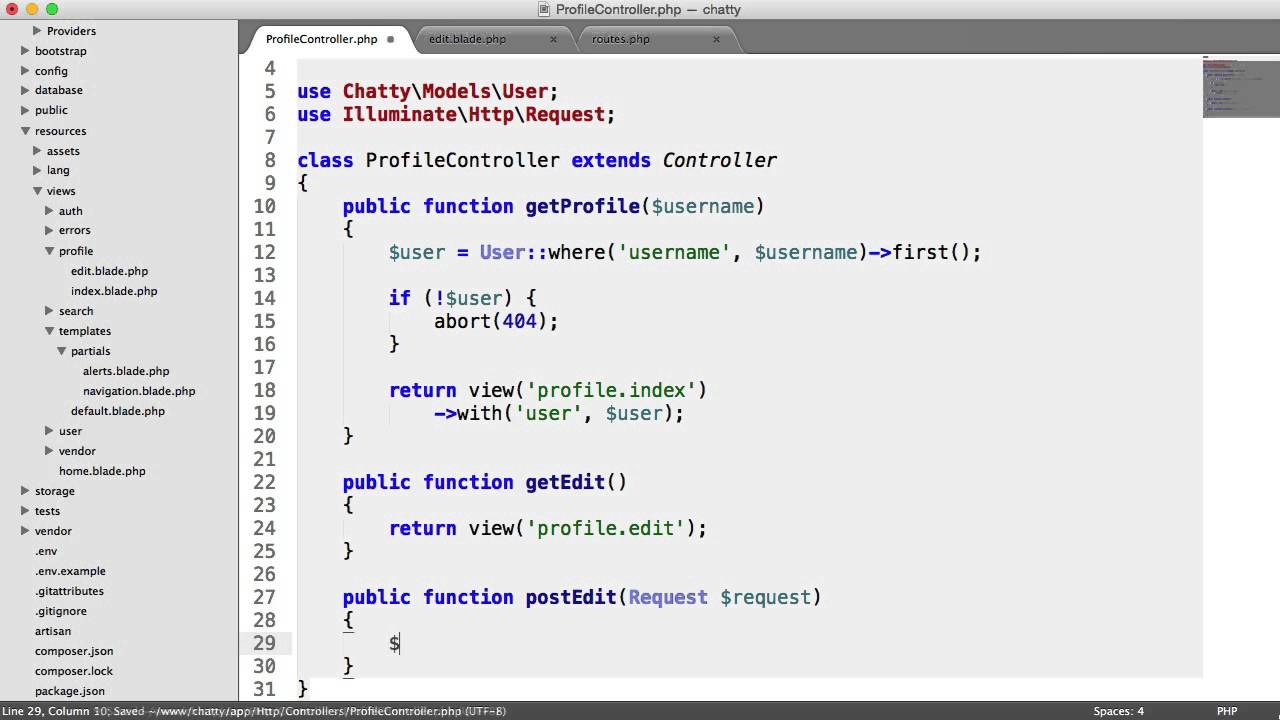 Social Network with PHP: Updating profile information (15/37)