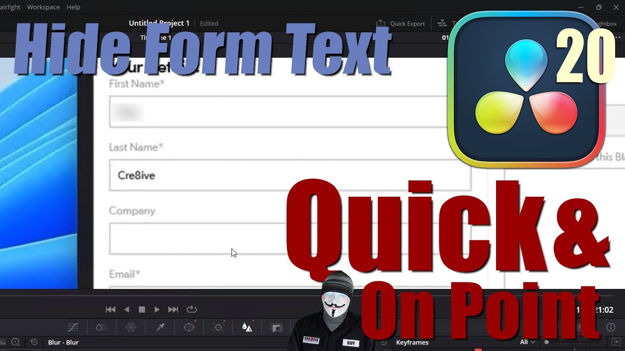 Hide Text DaVinci Resolve 20 How To Blur Form Information Make Personal Field Private Sensitive Data