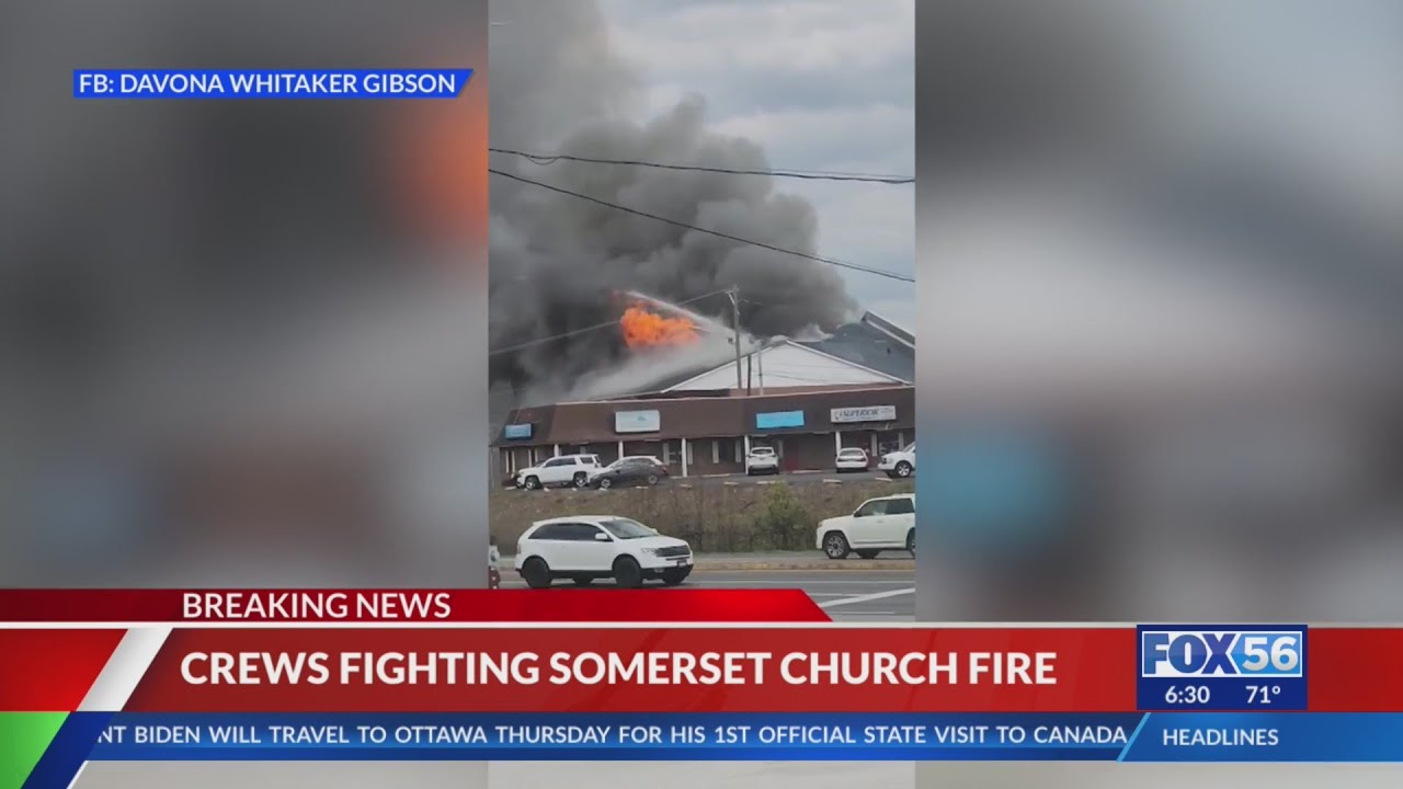 Fire crews fighting Somerset church fire