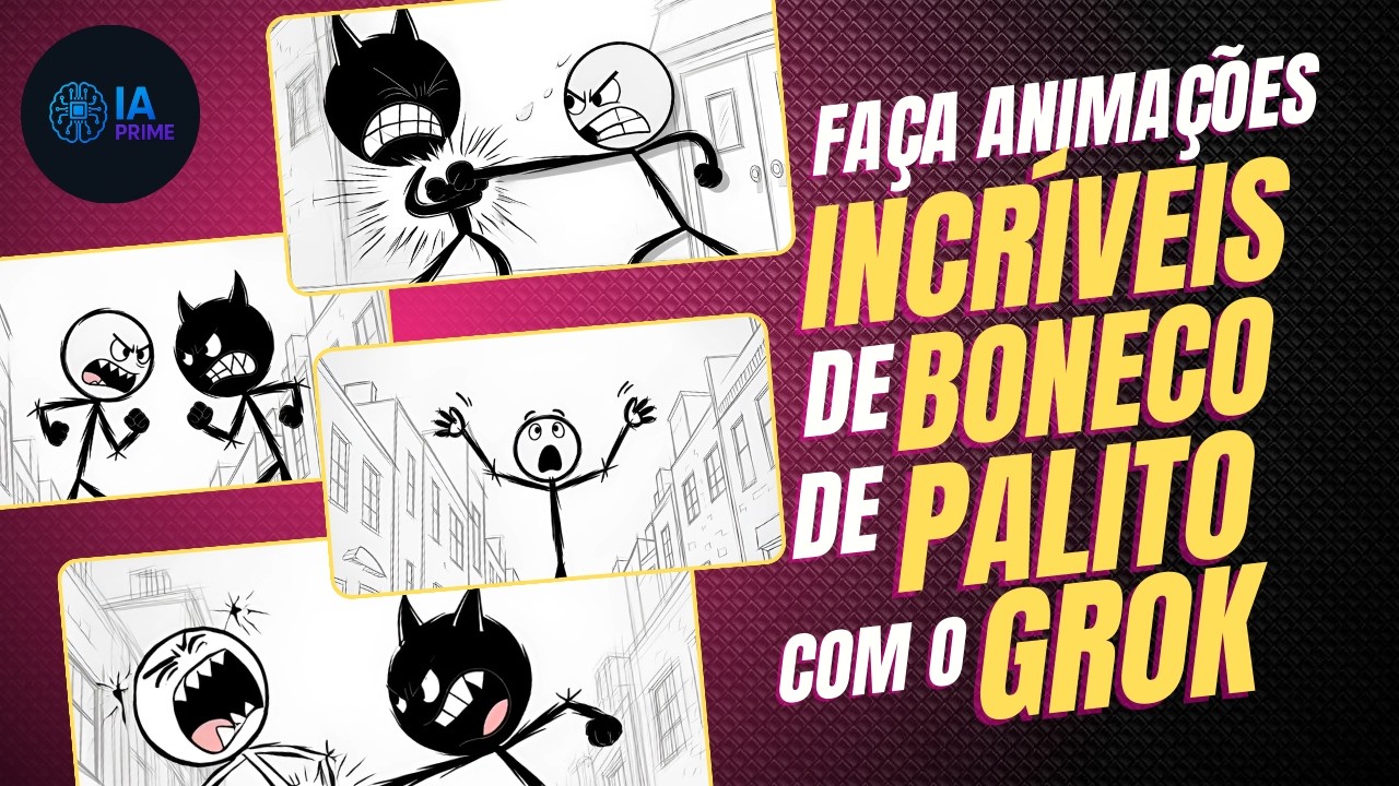 ⚔️ FAÇA ANIMAÇÃO DE BONECOS DE PALITO COM A IA DO GROK GRÁTIS!!