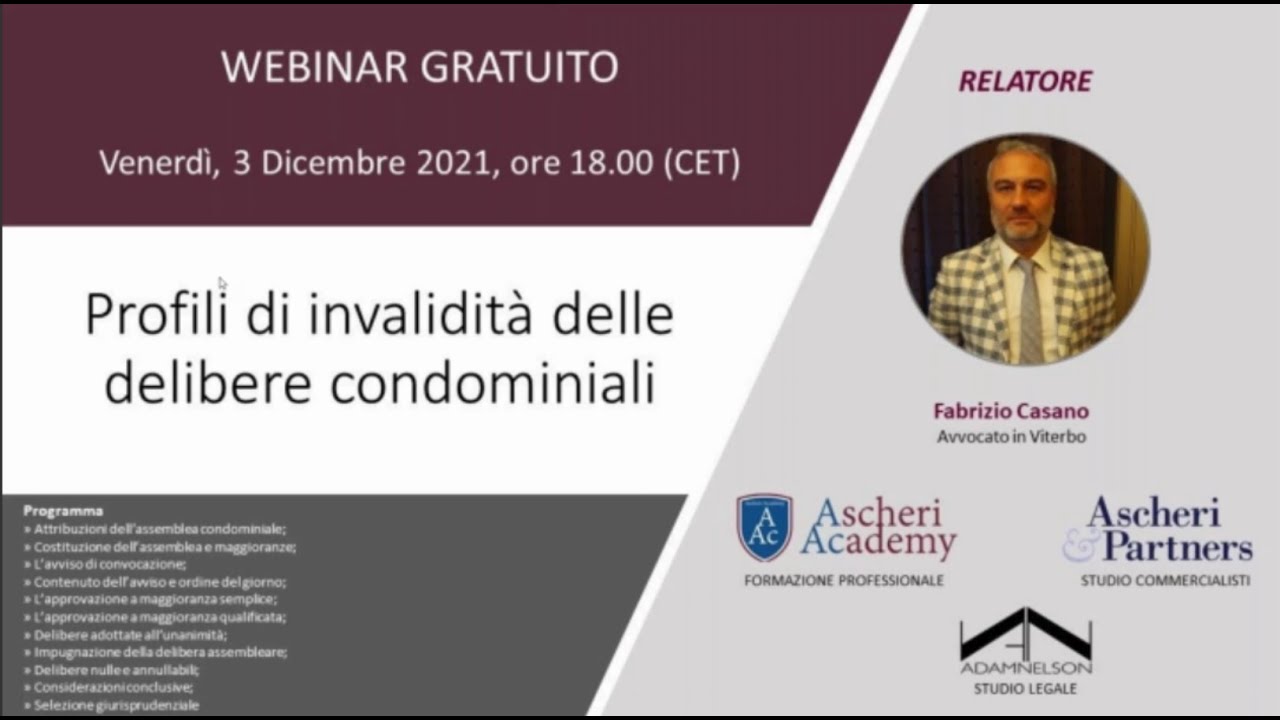 Webinar: Profili di invalidità delle delibere condominiali