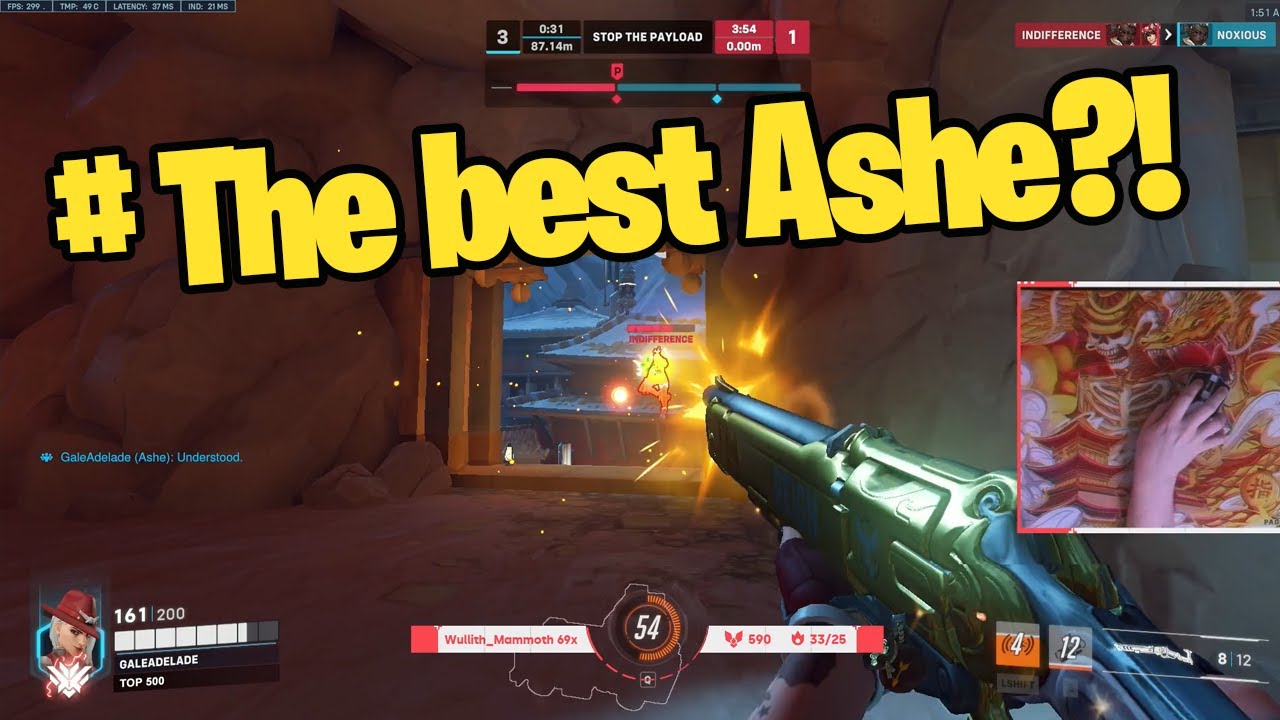 22K DMG! GALE INSANE ASHE GAMEPLAY OVERWATCH 2 SEASON 2 NEW MAP SHAMVALI MONASTERY