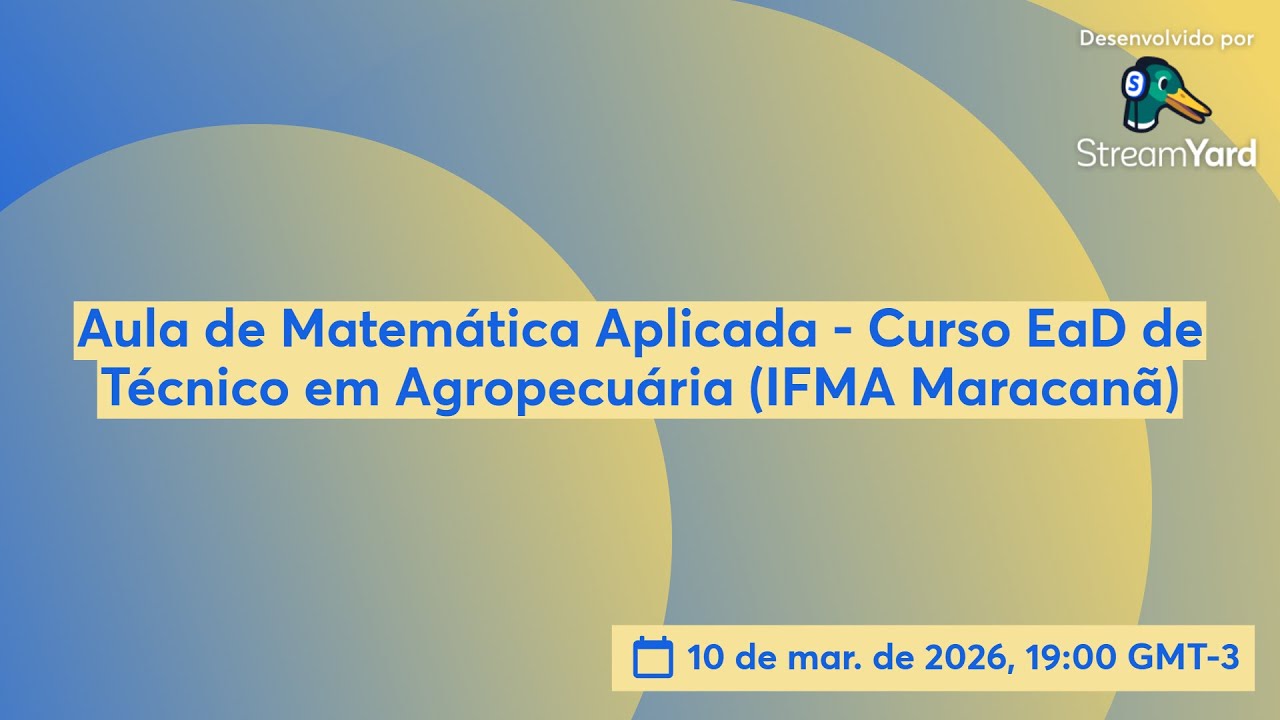 Aula de Matemática Aplicada - Curso EaD de Técnico em Agropecuária (IFMA Maracanã)