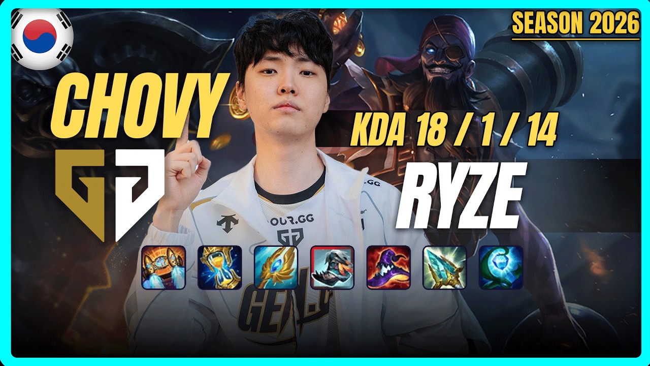 GEN Chovy RYZE vs TALIYAH Mid - Patch 26.10 KR Ranked | lolrec